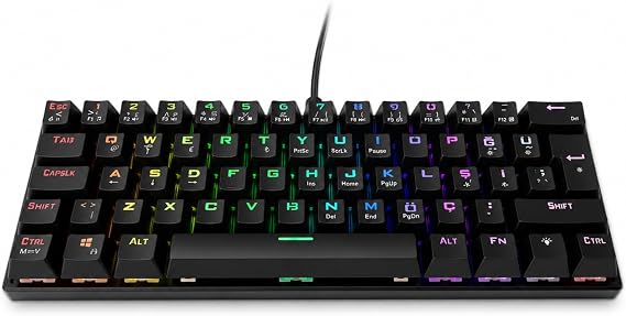 60% Kablolu RGB Mekanik Oyuncu Klavyesi, 62 Tuşlu Türkçe Q Siyah