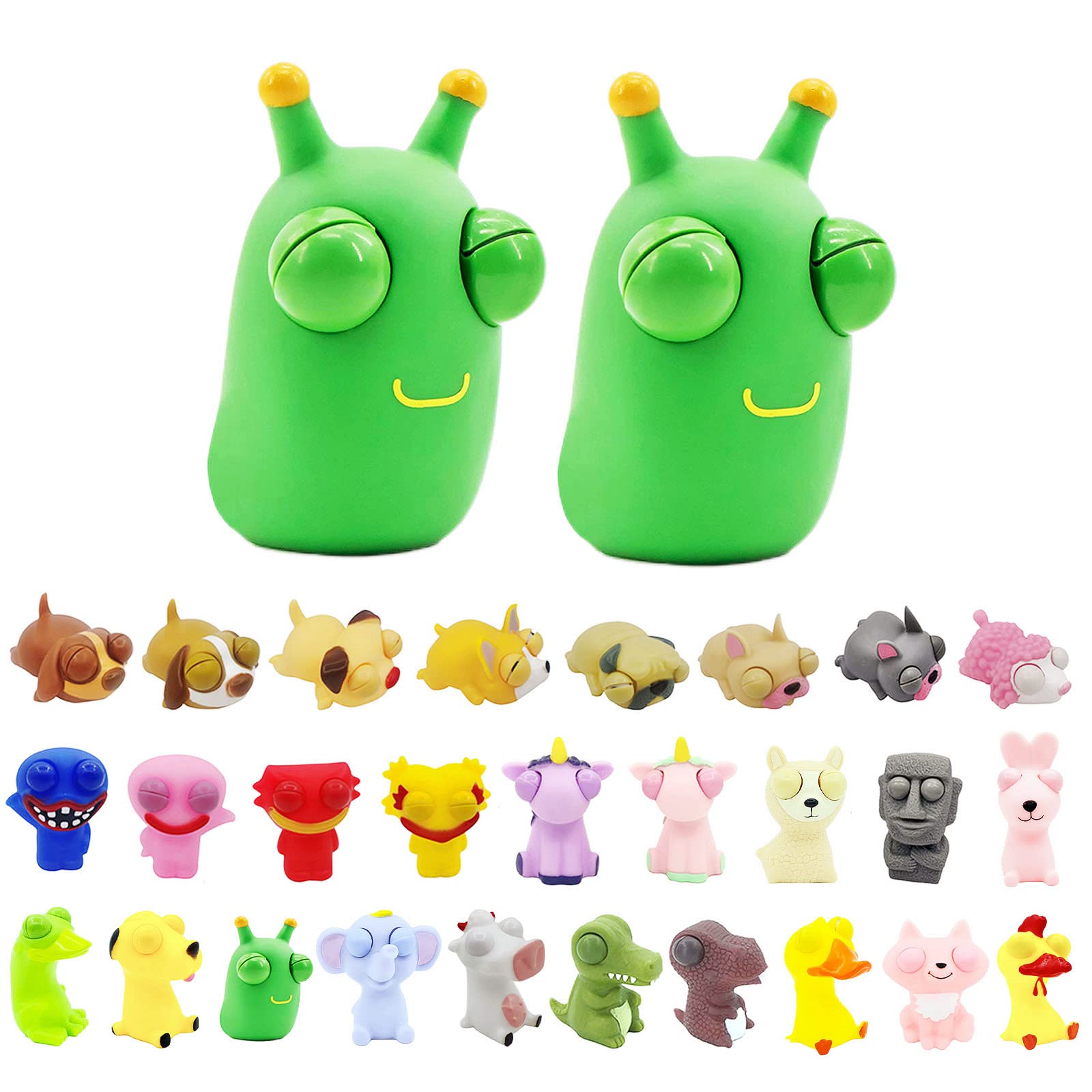 2pcs 3D Green Grass Worm Popping Out Eyes Squeeze Toys for Kids,Funny Pinch Toy Novelty Fidget Toy Hand Squishy Squeeze Toy Stress Relief Toys for Kids Adults,Birthday Gift,Christmas Stocking Fillers