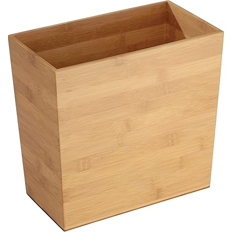 iDesign Rectangular Rattan Trash Can for Bathroom