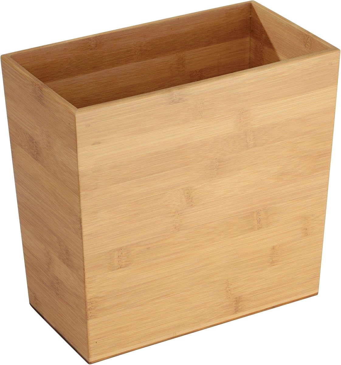 Rectangular Bamboo Waste Basket, The Formbu Collection – 10.5" x 5.75" x 10”, Natural Wood Finish | Natural Wood Finish