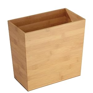 iDesign Rectangular Bamboo Waste Basket The Formbu Collection 10 5 x 5 75 x 10 Natural Wood Finish