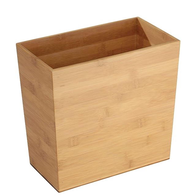 iDesign Rectangular Bamboo Waste Basket The Formbu Collection 10 5 x 5 75 x 10 Natural Wood Finish