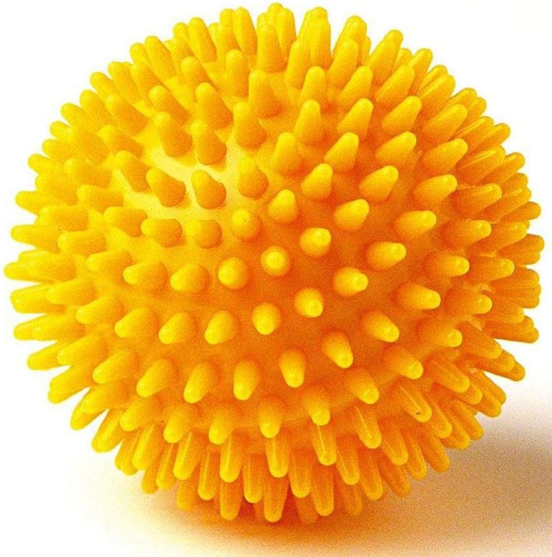 R A Products Cure18 Solar Powered Health and Yoga Reflex for Stress Relieving Spikes Makes Sensory Stimulation Complete Body Massage Ball Sports Rubber Massage Balls for Plantar Fasciitis Deep Tissue (Yellow)