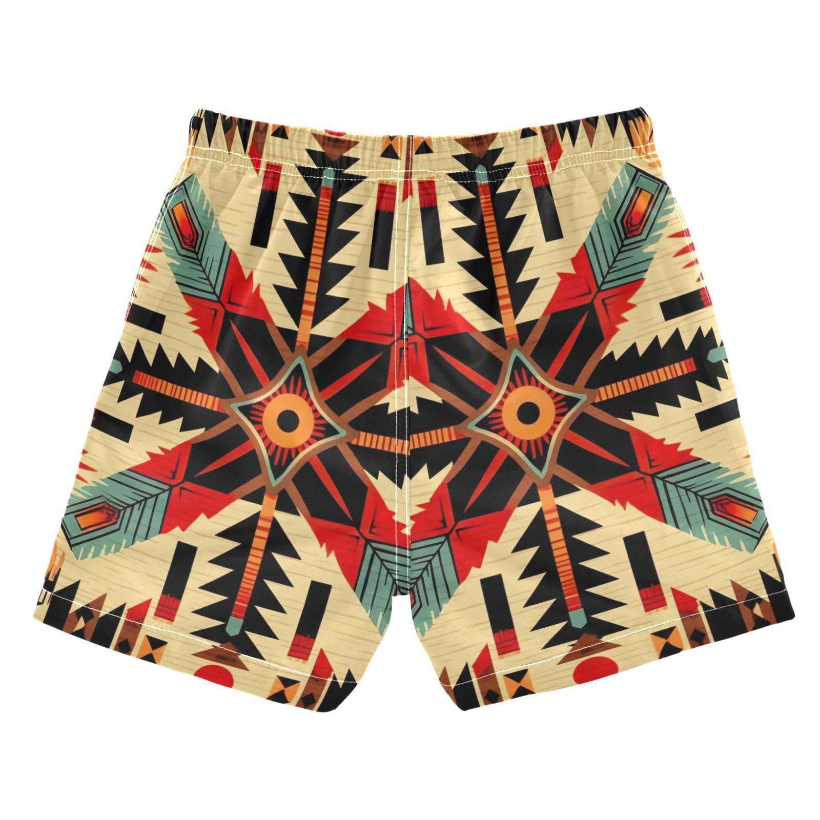 FLildon Indian Ethnic Navajo Little Boys Swim Trunks with Mesh Lining Quick Dry Beach Board Shorts, 3T