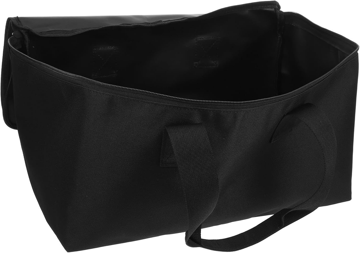 POPETPOP Large Capacity Knitting Needle Storage Tote Bag with Strap, Lightweight Oxford Cloth Craft Bag Organizer for Travel and Storing Crafts, Easy to Clean and Stylish Black Sewing