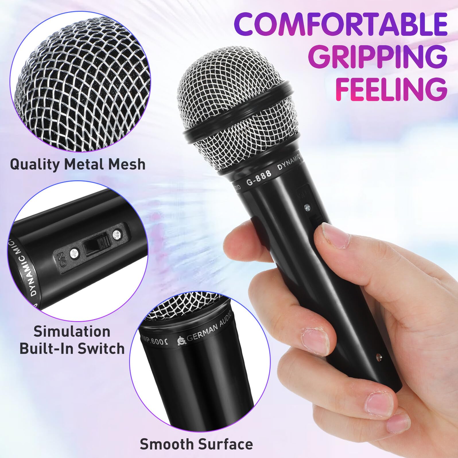Beaupretty Micrófono de Juguete Interactivo para 4 Piezas Modelo Simulado Negro Plástico Seguro Adecuado para Fiestas Infantiles y Juegos de Karaoke en Escenario