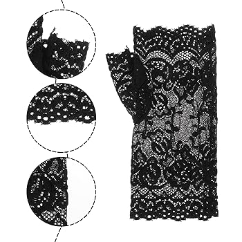 ERFGT Spitze Handschuhe Damen - 2 Stück Fingerlose Armbänder Mit Floralem Design Für Partys