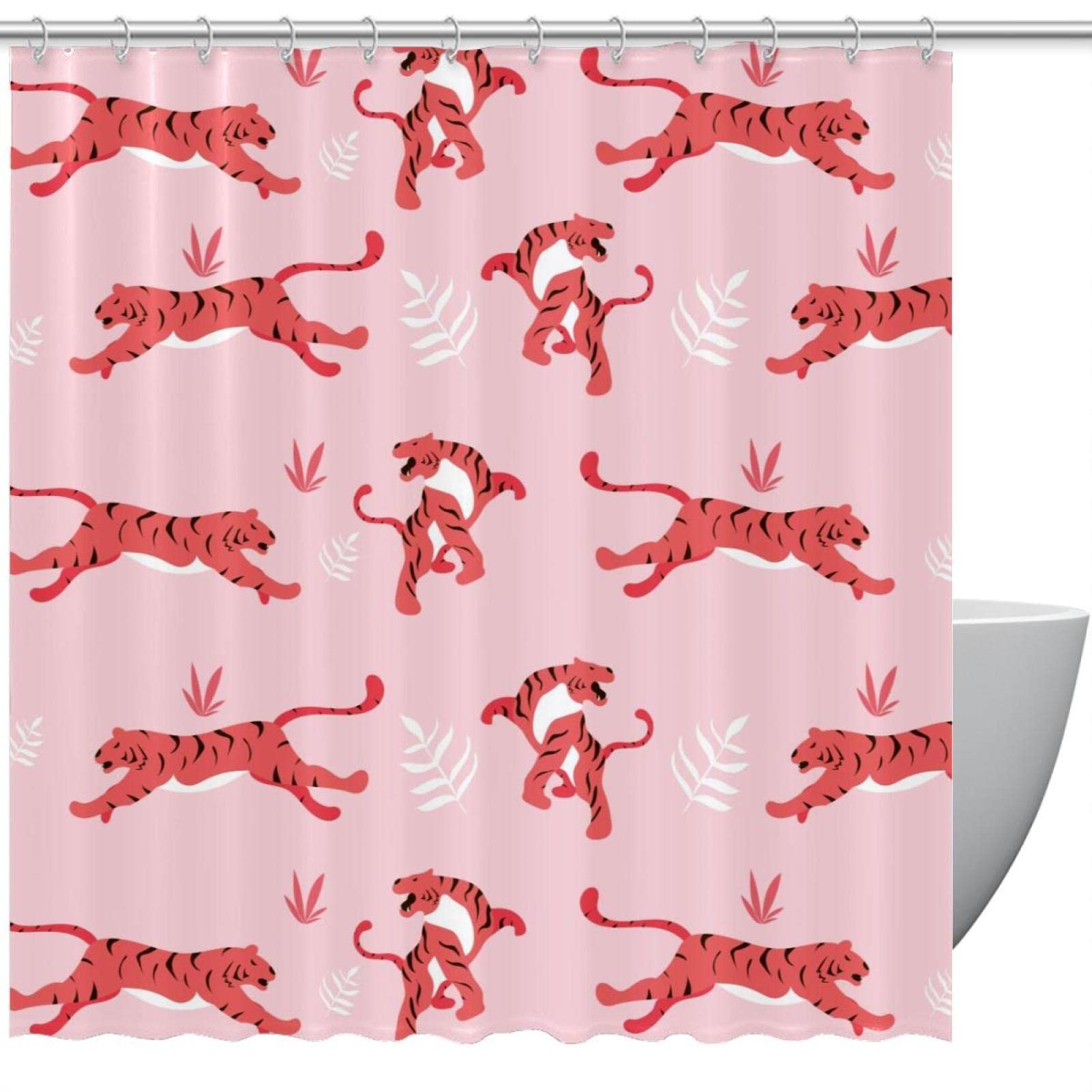 Rideau de douche motif tigres rose : créez un rituel bien-être unique et coloré