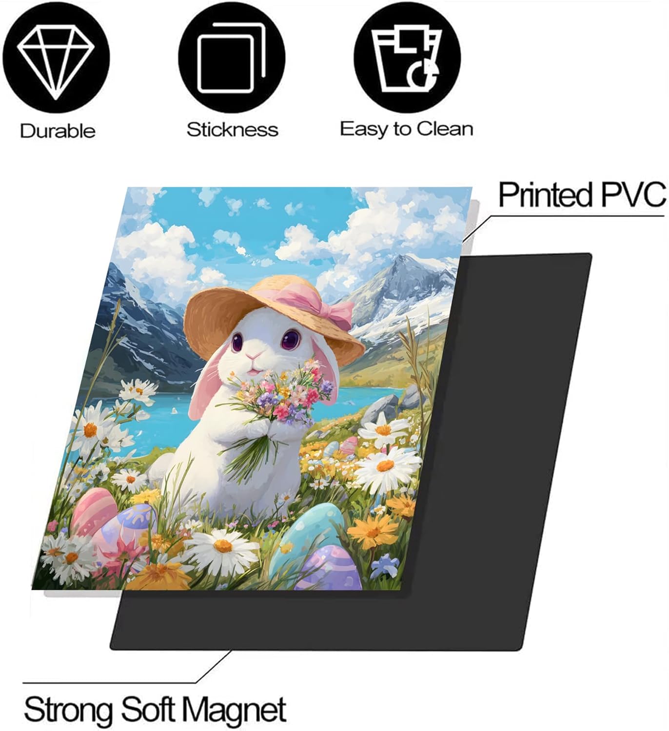 BVBOX Dishwasher Magnet Cover 23x26 Reusable Magnetic Refrigerator Covers Dishwasher Magnets Decorative Cover Fridge Door Skin Panel Stickers (Pink Hat Rabbit, 23 W x 26 H)