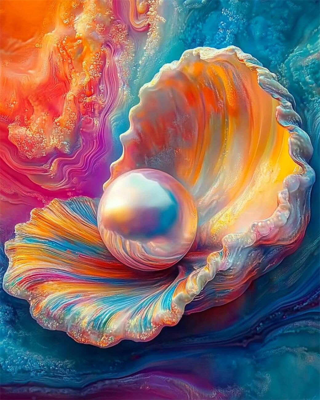 Rkflgew E Diy Bead Mbroidery Kit Fantasy Colorful Seashells 50X70cm