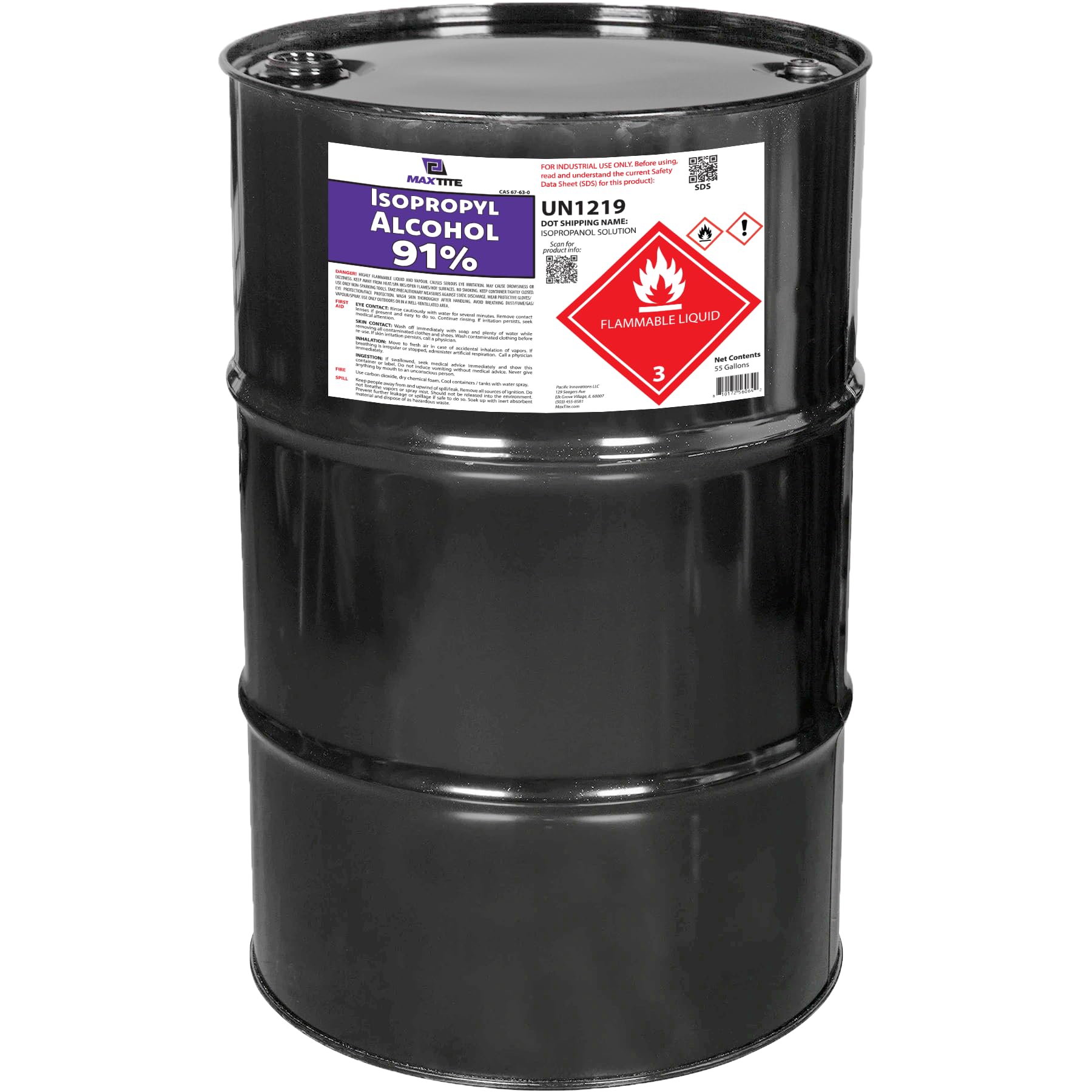 MAXTITE Isopropyl Alcohol 91% (55 Gallon Drum) - Made in The USA