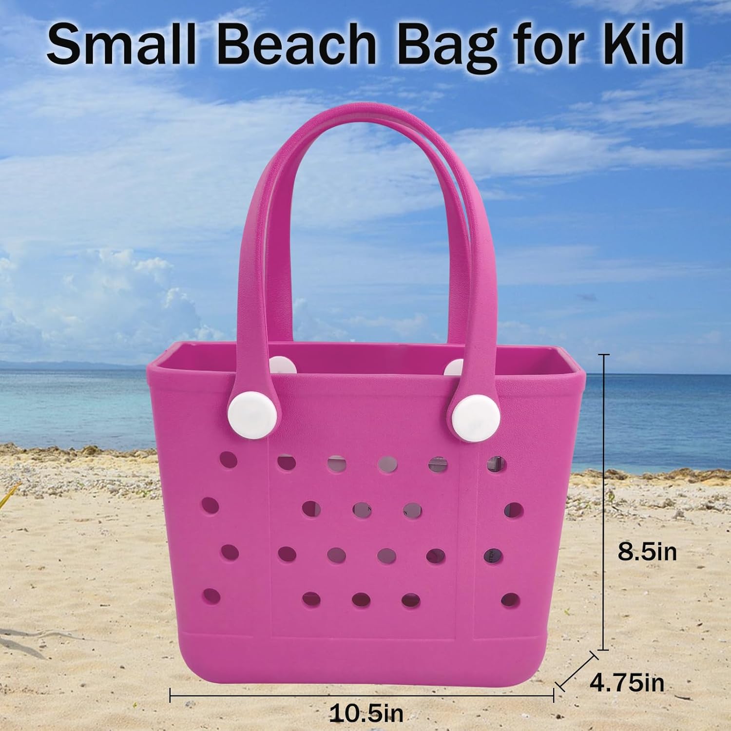 Juyeesm Small Rubber Beach Bags for Kids, Waterproof Sandproof Rubber Tote Bags Pool Bag for Travel, Boat, Sport