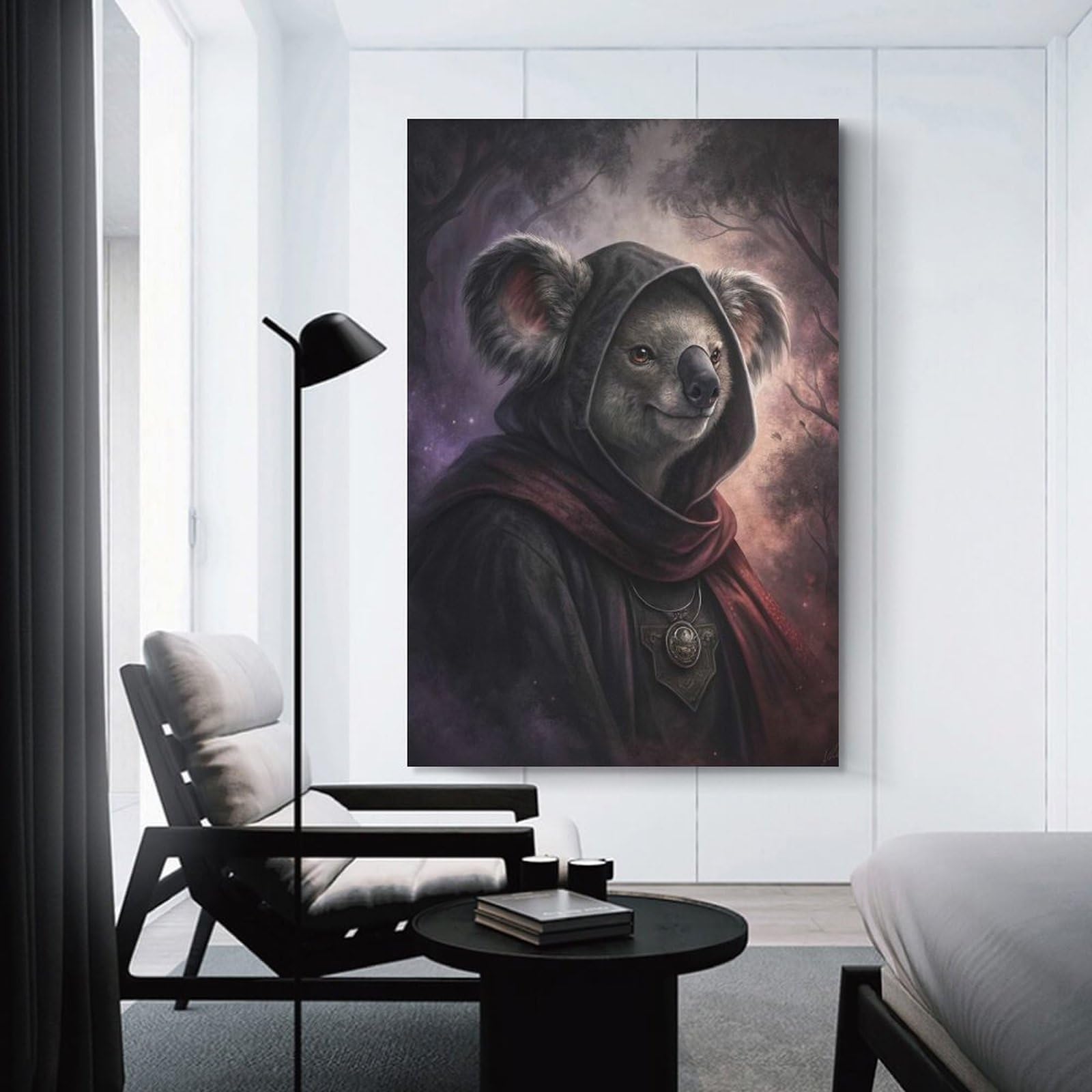 Junmoney Decorative Wall Artwork Koala in A Hooded Robe, 20x30inch(50x75cm), for Lounge, Bedroom Or Personal Spaces, Gift Idea for Housewarming And Birthdays