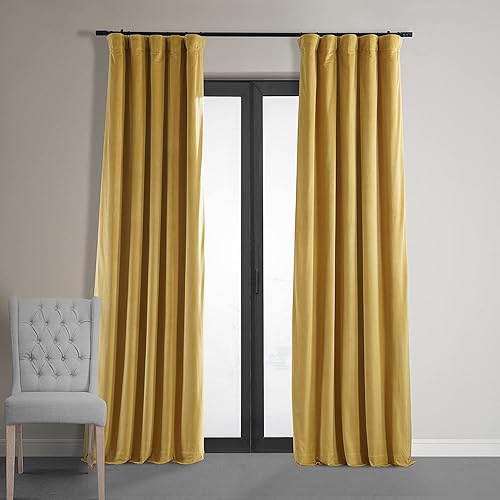 HPD Half Price Drapes - Cortinas blackout de terciopelo, con bloqueo total de calor y luz, para sala de estar y dormitorio (1 panel), 50 pulgadas de