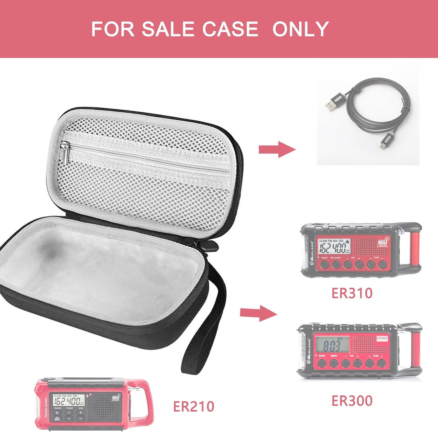 Hard Case Compatible with Midland ER310/ ER210/ ER300 Emergency Crank Weather Radio (case only)