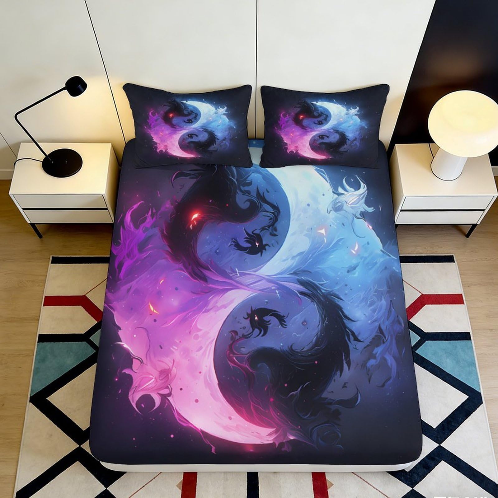 3D Printed Blue Ocean Wave Fitted Sheet Microfiber Soft Abstract Seascape Mattress Cover for Bedroom Guest Room Easy Care 90x200x25cm