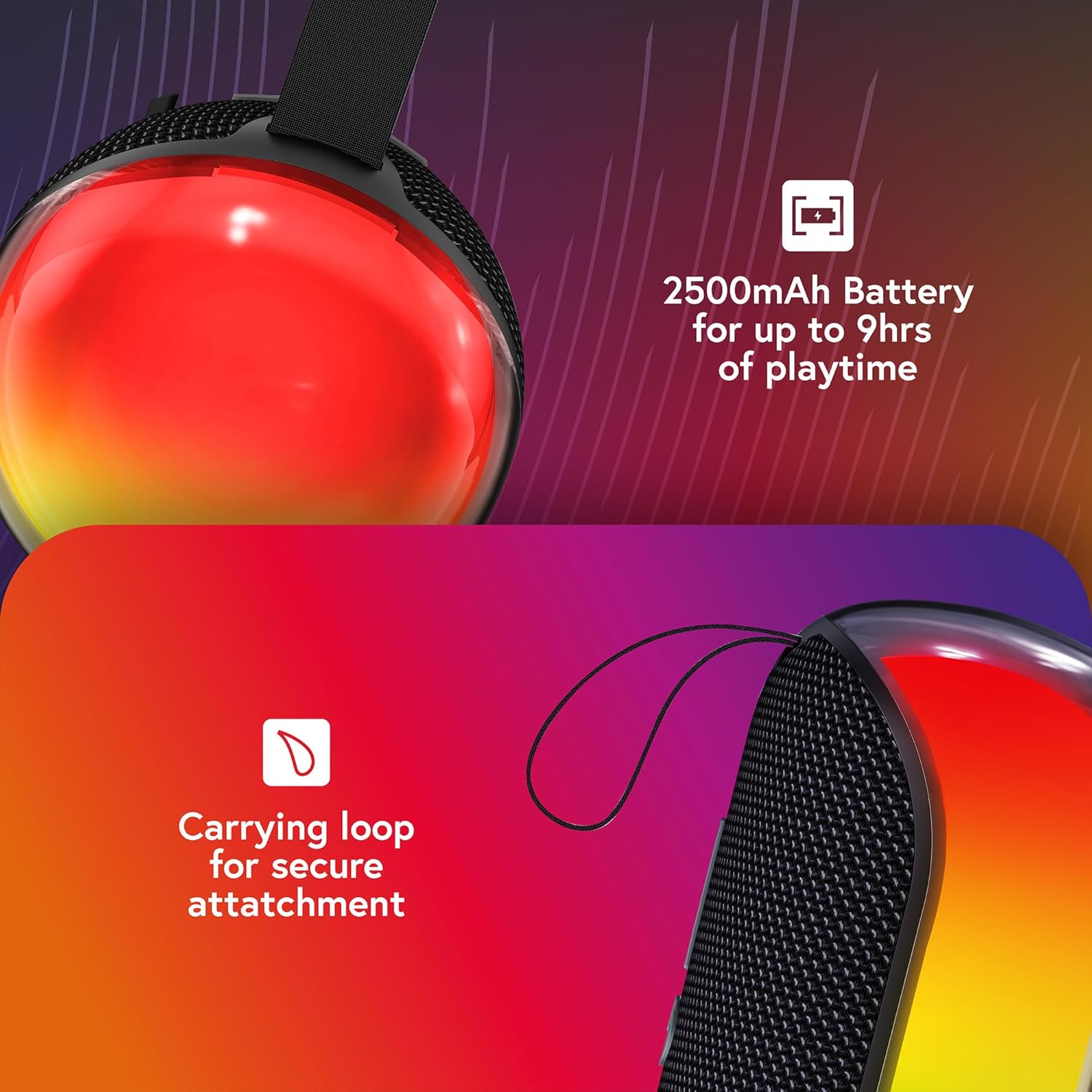 styletech Portable Bluetooth Speaker with Front Face Full LED