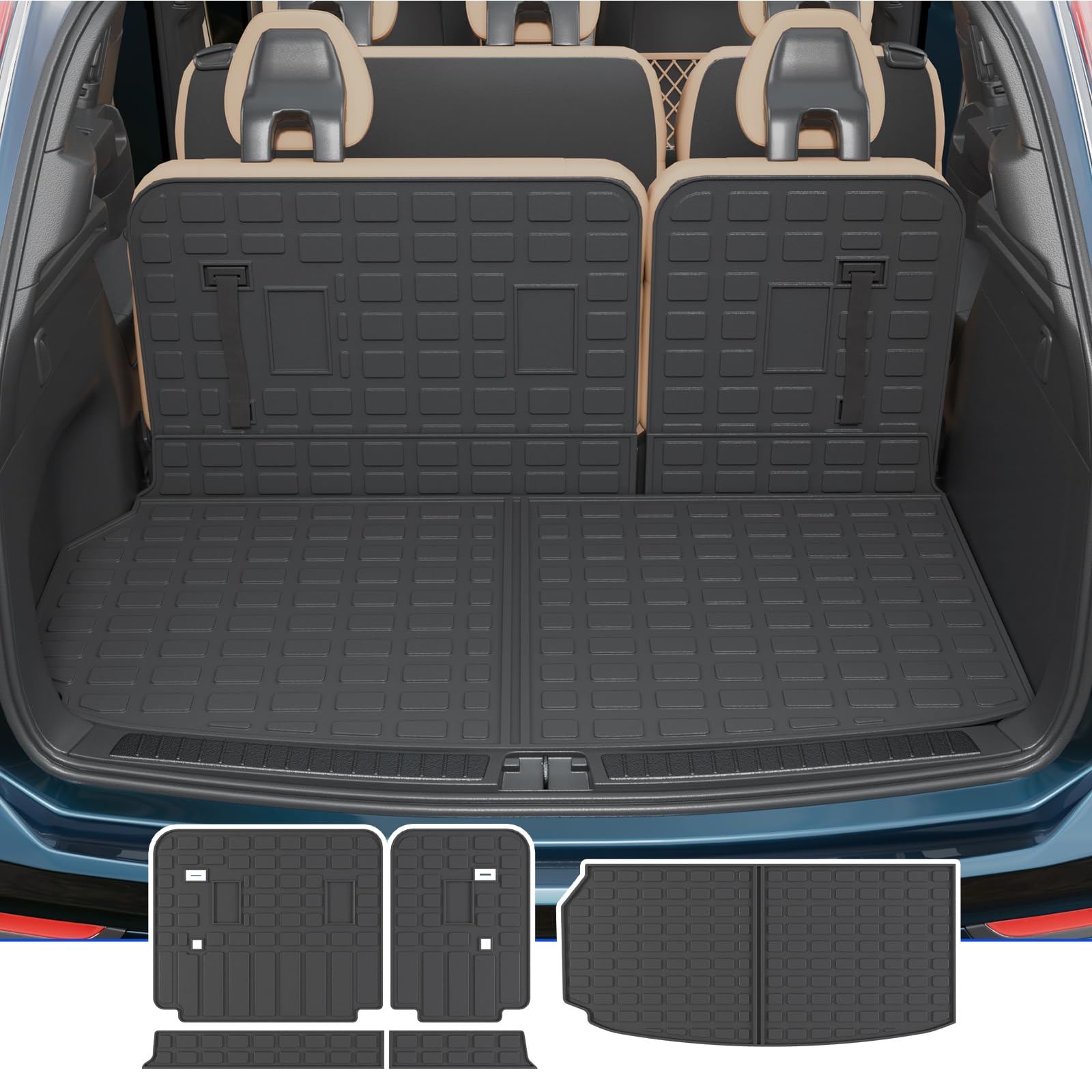 Tappetini TPE QINQINTU Per Chevrolet Traverse 2024-2025, GMC Acadia 2024-2025, Buick Enclave 2025 - Set Completo 7 Posti Con Schienale - copertina