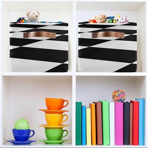 Miniatura 7 de Yuiboo Suéter a cuadros negros y blancos a cuadros de tela duradera, cubos de almacenamiento para ropa y bolsas para armario, 1 paquete