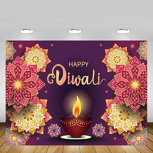 Miniatura 5 de MEHOFOND Telón de fondo de Diwali feliz de 7 x 5 pies, festival indio, luz ardiente, festival de Diwali, fotografía de fondo, accesorios para cabina