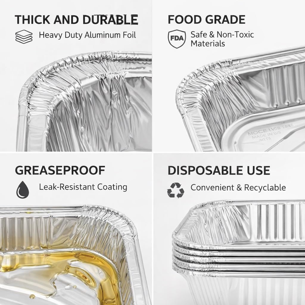 Extra Heavy Duty Aluminum Foil Pans 9x13 Disposable Baking And Roasting Trays For Cooking Cakes Turkey And More Perfect For Parties And Family Gatherings