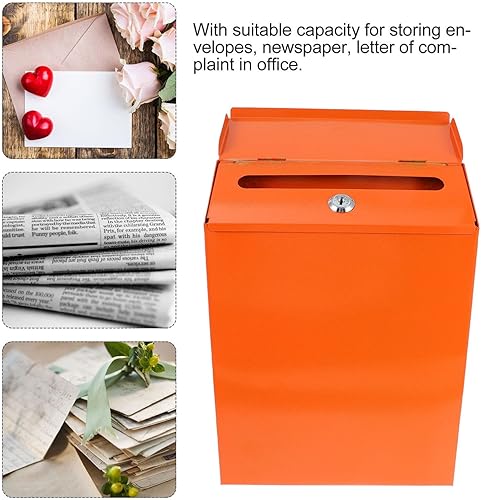 Miniatura 9 de Veemoon Buzón montado en la pared con cerradura, buzón de metal para exteriores, caja de colección de sugerencias, buzón de gran capacidad para el