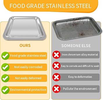 ZuKaYeHome Air Fryer Replacement Parts for Emeril Lagasse 26 QT Extra Large Air Fryer, 12.2''×11.2'' Stainless Steel Air Fryer Tray Grill Pan Accessories Grill Plate Crisper Plate Rack