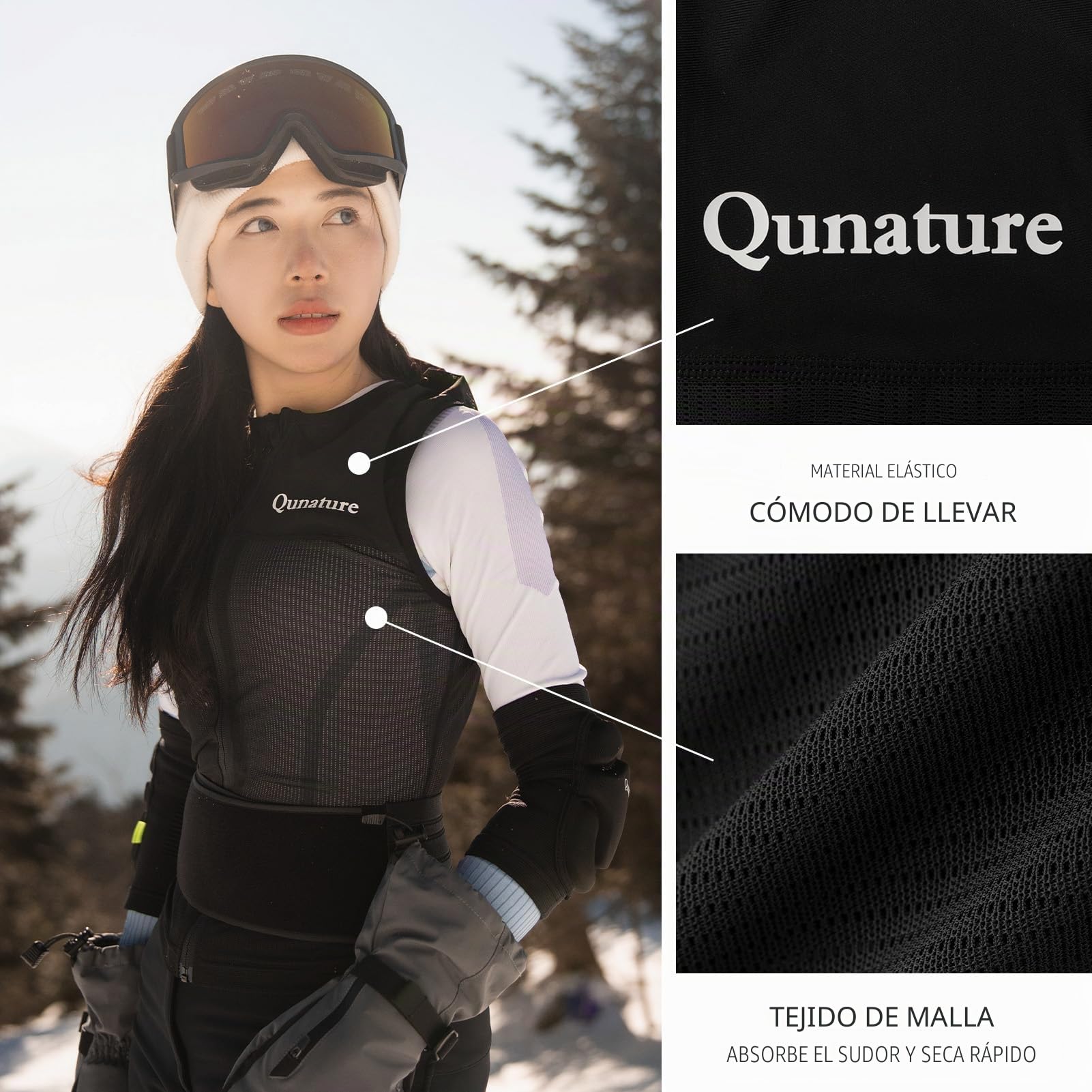 Chaleco de Esquí al Aire Libre para Hombre y Mujer, Chaleco Transpirable Anti-Impacto Protección de Espalda y Lumbar