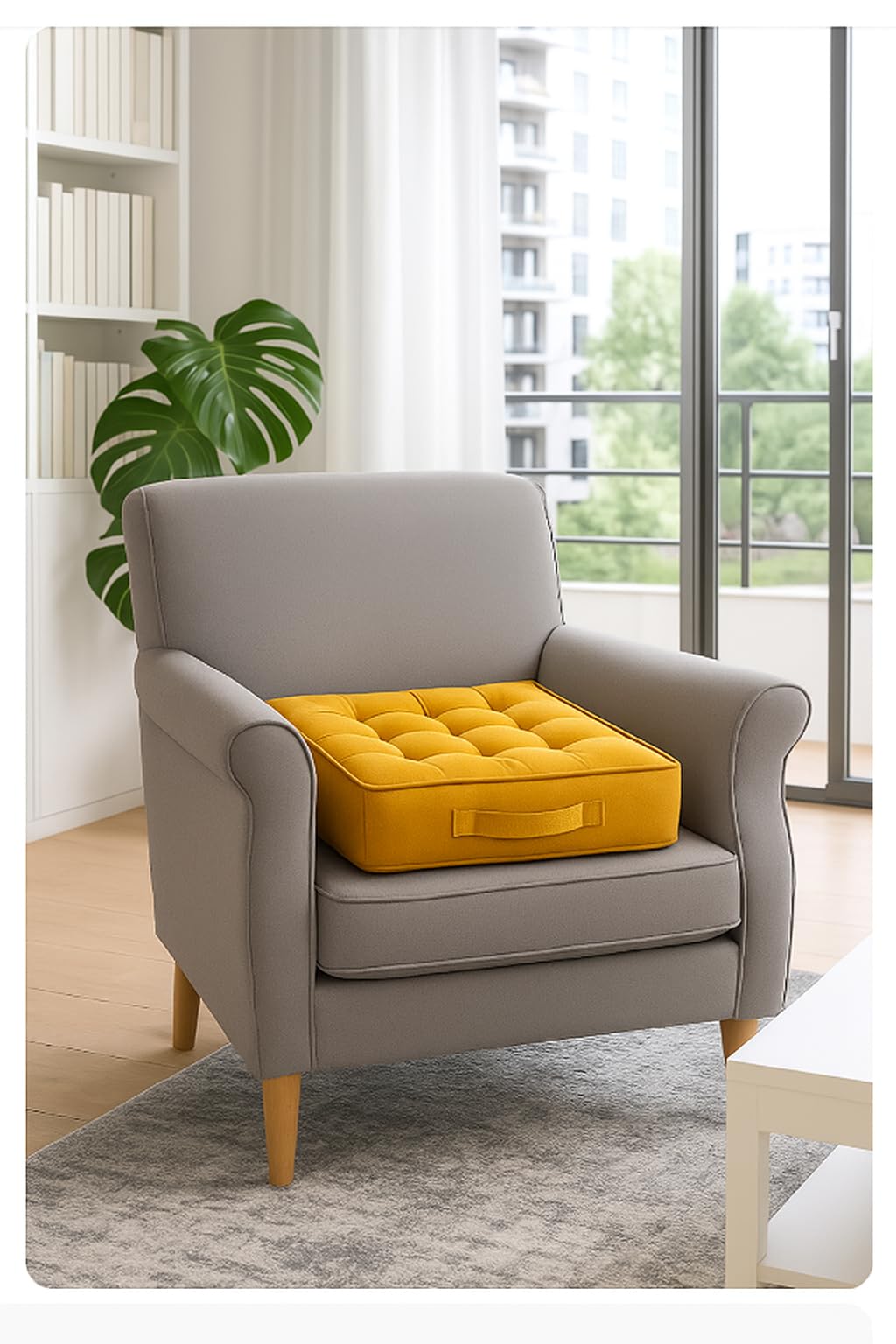 JOROBA Booster Cushion for ArmChairs – Seat Riser Extra Height Dining Chair Cushion - Joint Support for Elderly – Post-Operative and Pregnancy Comfort Seat Pad for Home & Office (Mustard)