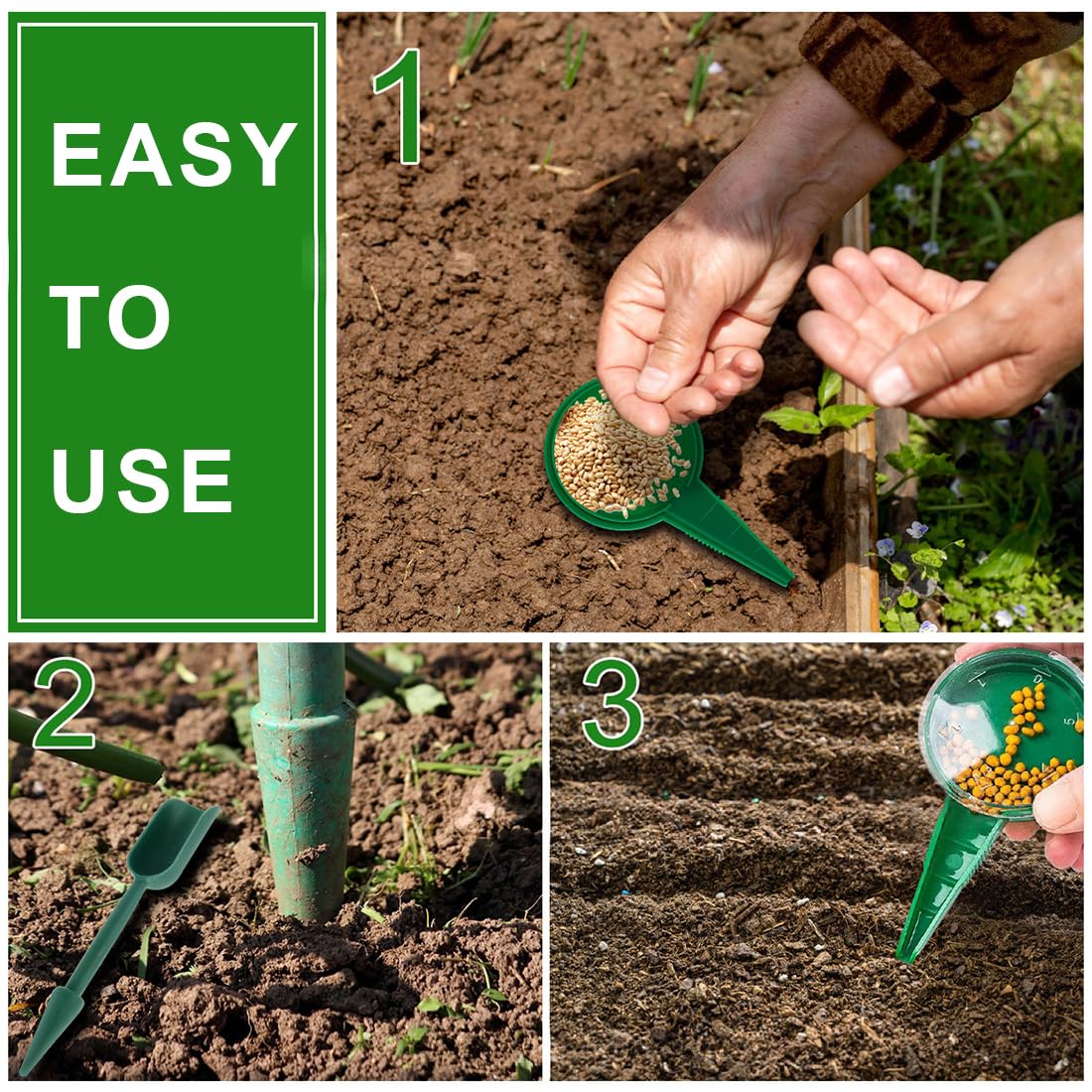 Semoir à Graines, 3 Pièces, Distributeur de, Planteur de, Semoir de Plantes, Semoir Planteur Jardin, Semoirs Épandeur, Épandeur de, Semoir à de Precision, Outils de Jardin