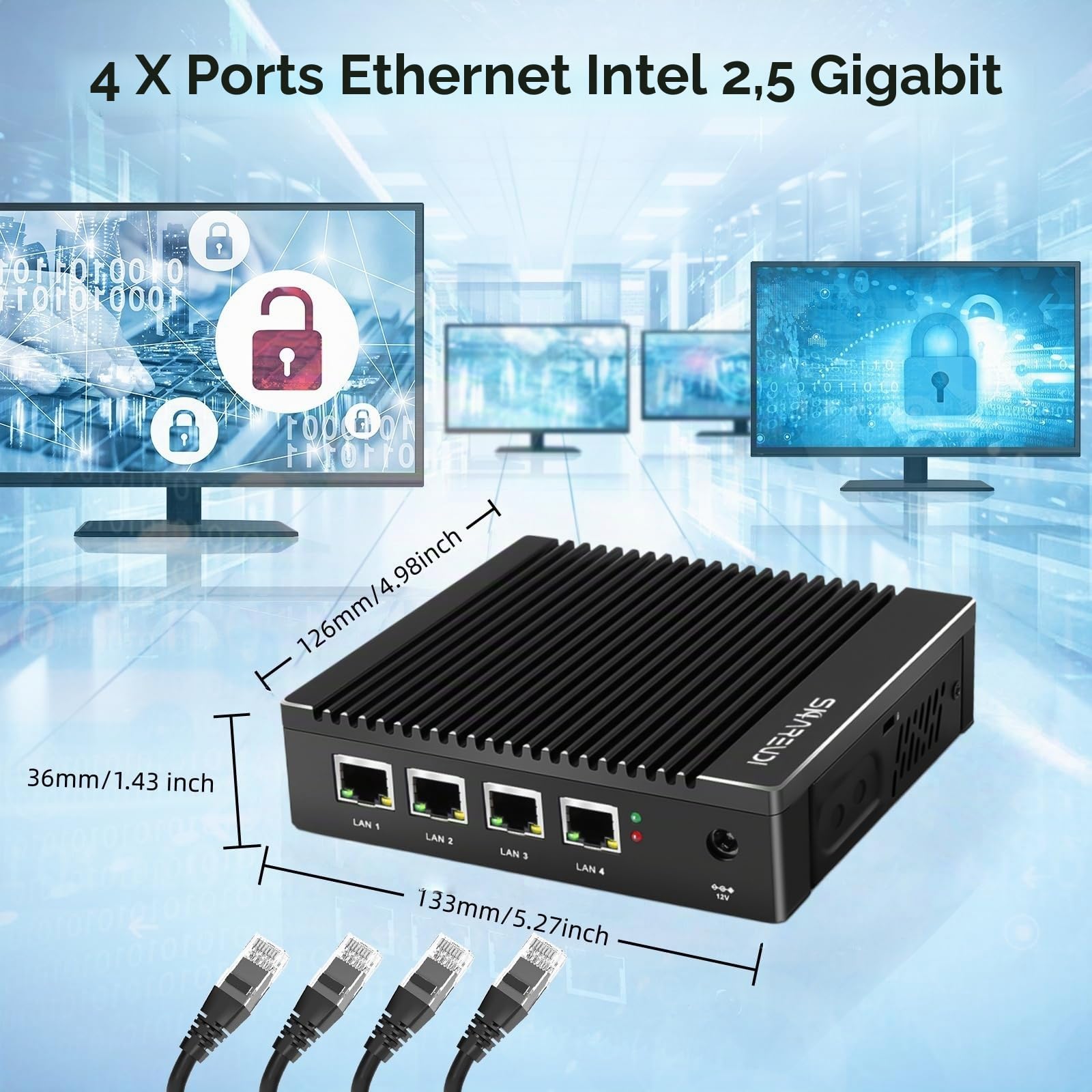 Appareil pare-feu sans ventilateur, CPU Intel J3710 4C/4T, mini-PC avec 4 ports LAN i226, passerelle réseau, routeur logiciel, test avec P-F-Sense/OPN-SESNE, 8 Go RAM DDR3, SSD mSATA de 64 Go