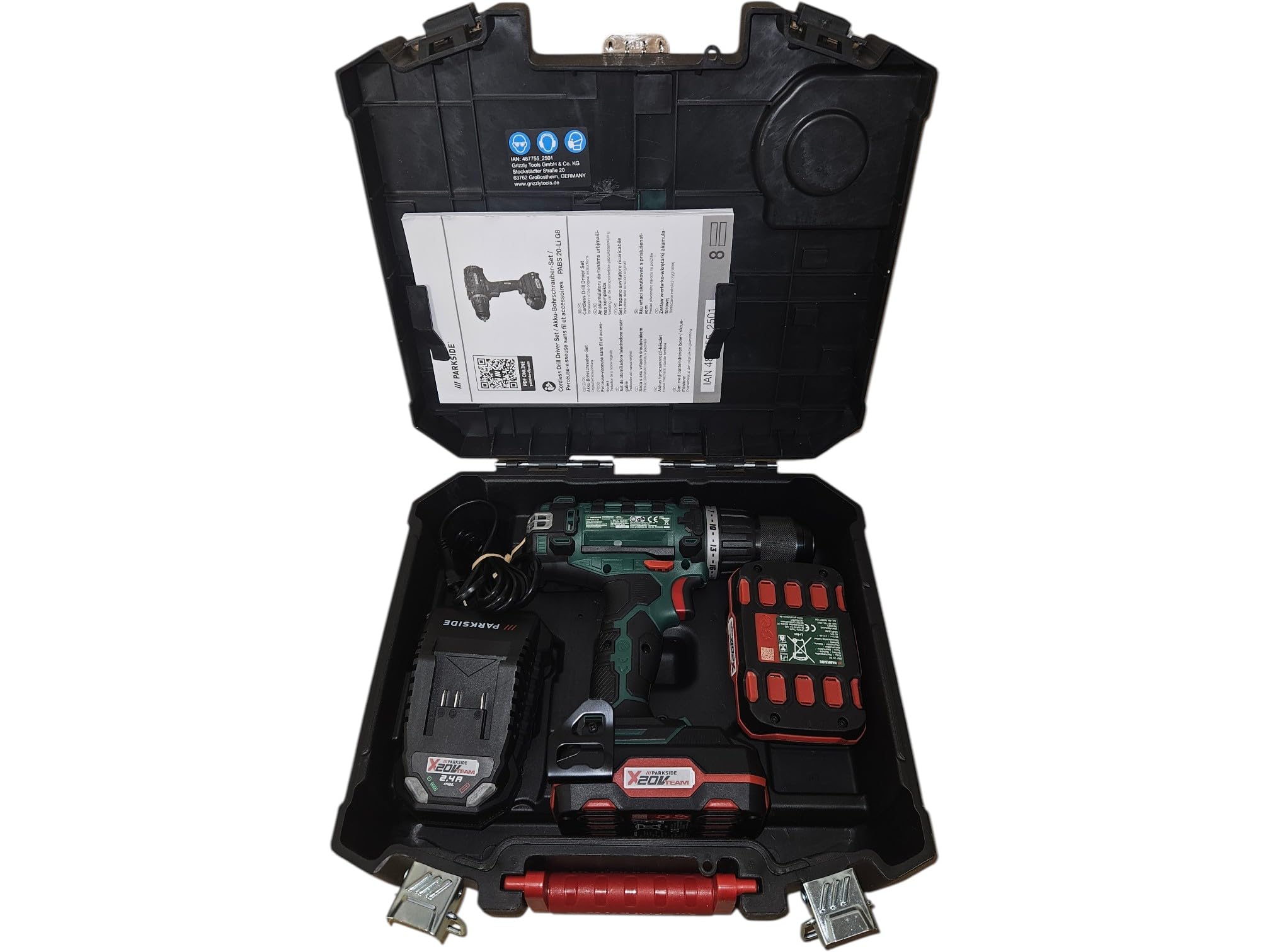 PSIDE Parkside PABS 20-Li G8 - Taladro atornillador (20 V, 2 en 1, con 2 baterías, cargador, juego de accesorios, atornillador inalámbrico