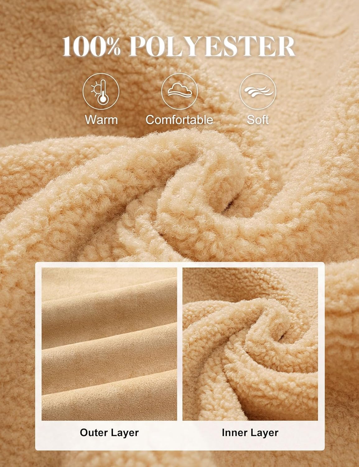 Women's Faux Suede Coat Sherpa Fleece Lined Oversize Duffle Coat Winter Mid-Length Hooded Toggle Jacket with Pockets - Image 4