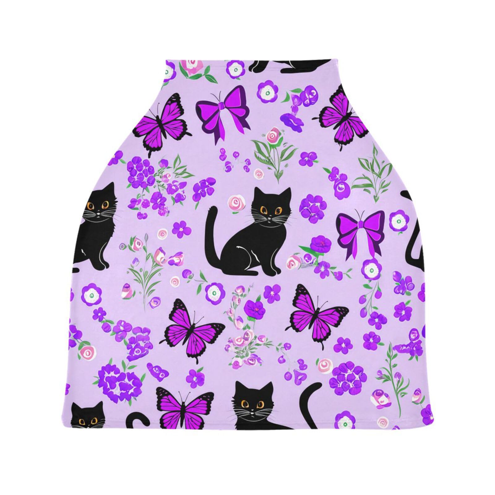 Nesatuwa Baby Car Seat Cover Black Cats Pattern Breastfeeding Covers Stretchy Breathable Multi-Use Cover Carseat Canopy for Girls and Boys