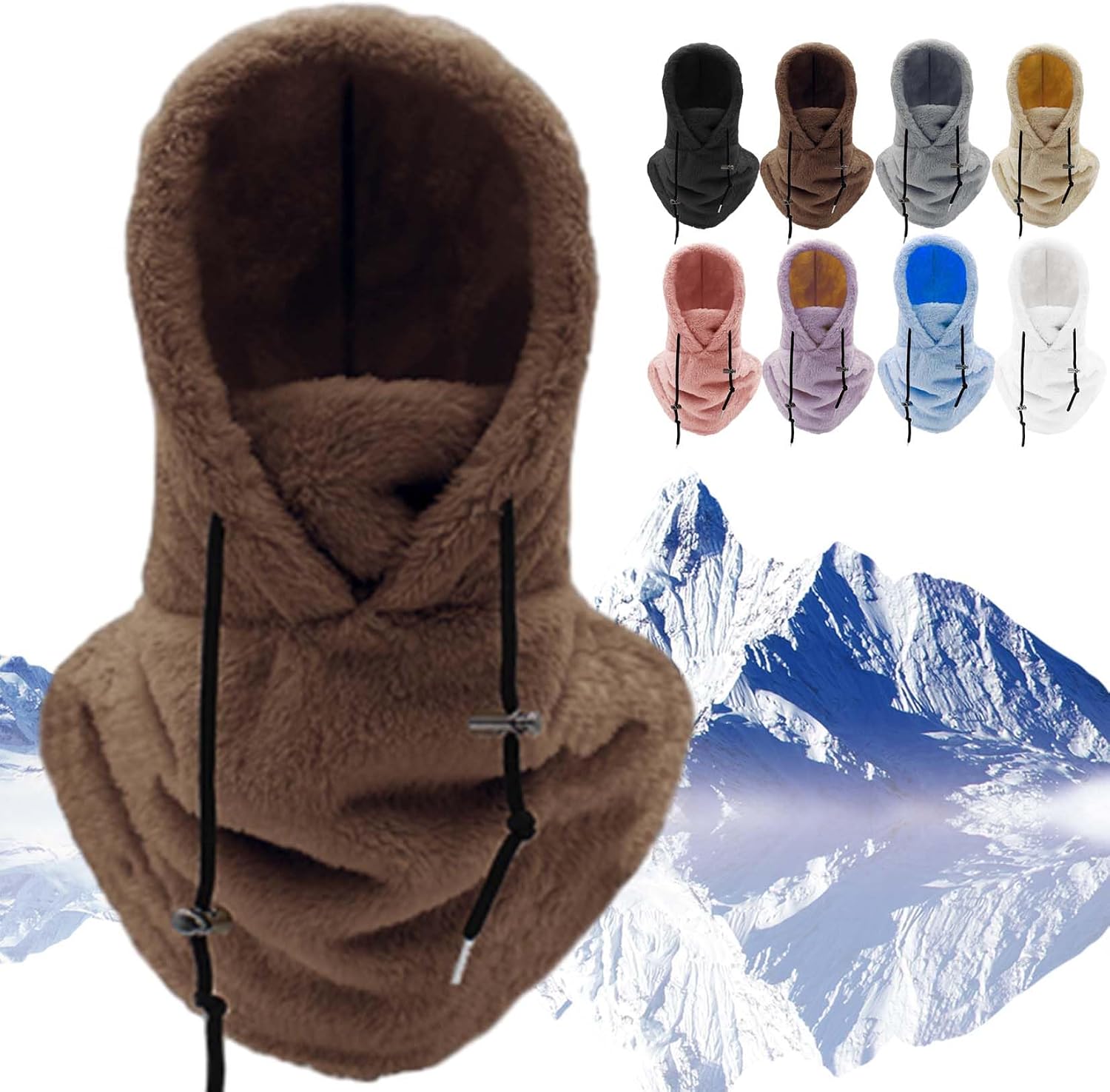 Sherpa Hood, Sherpa Hood Ski Mask, Arctic Velvet Balaclava, Winter Outdoor Multi-Purpose Face Mask Sports Balaclavas