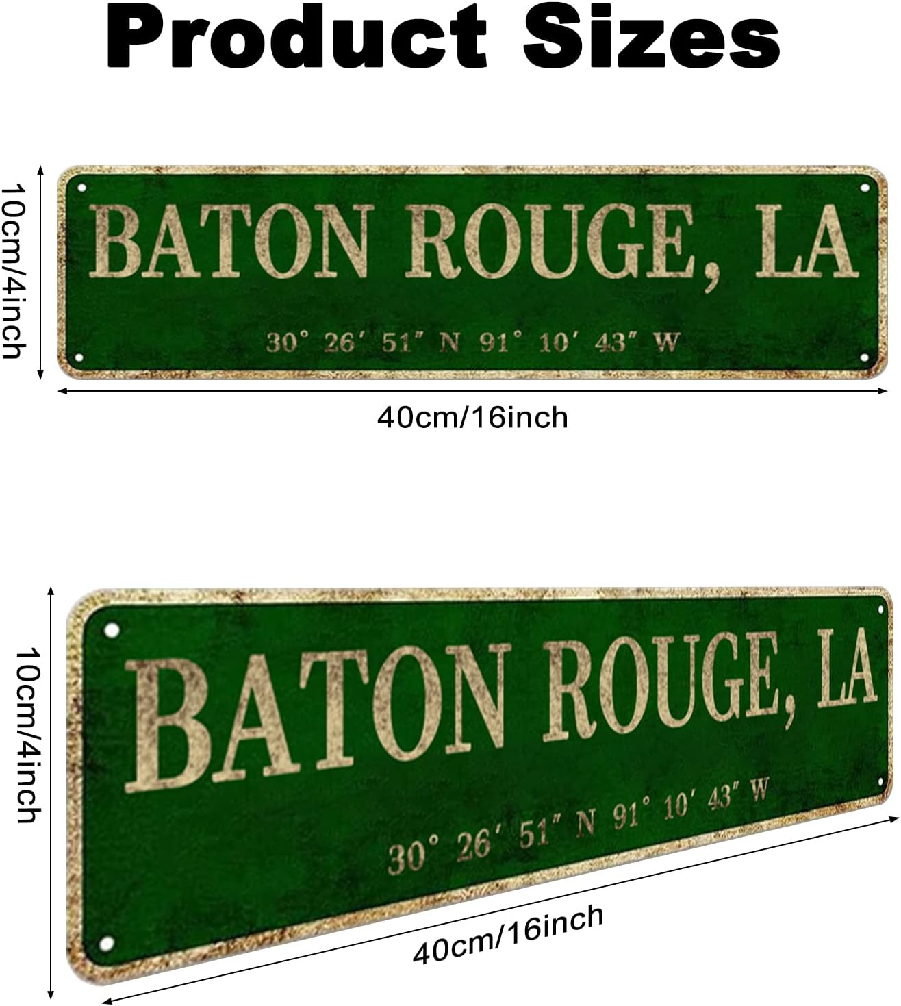 YOYUJU Baton Rouge, LA Sign, Vintage Metal Wall Art Decor, 4x16 Inch image 2