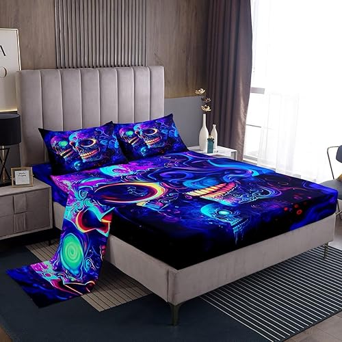 Miniatura 11 de jejeloiu Cow Skull Bed Sheets Set Twin Size Kids Longhorn Skull 3 Pieces Sheet with 16 Inch Deep Pockets for Boys Girls Teens Western Desert Bedding