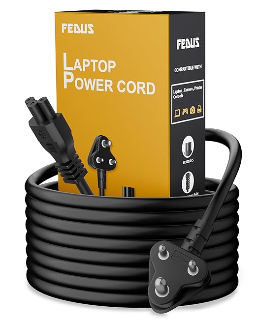 FEDUS 5.9 Feet 3 Pin AC Laptop Power Cord Cable Notebook Computer Replacement Charger Wire 18AWG Laptop Adapter Power Cable Charger Power Cord with Universal Mickey Mouse Connector