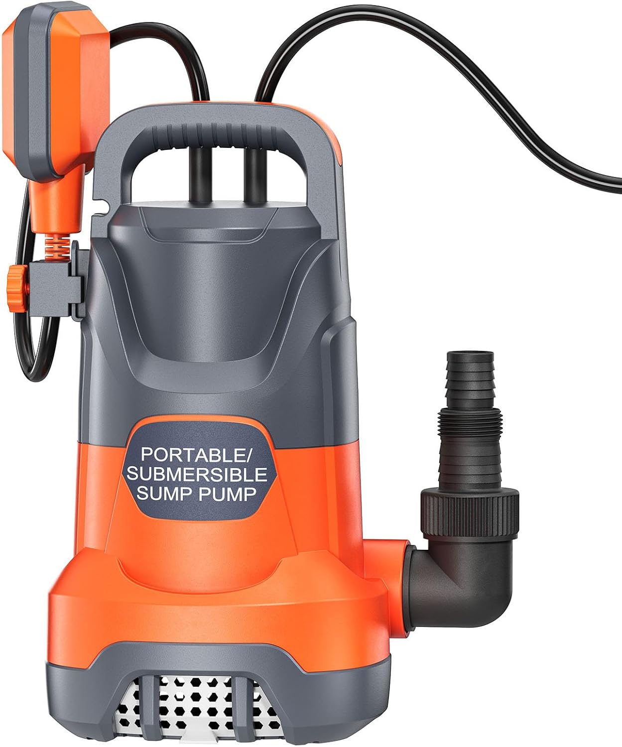 Sump Pump with Float 1HP Clean/Dirty Submersible Water Pump Electric 4500GPH for Pool Draining Spa Hot Tubs Ponds, Orange