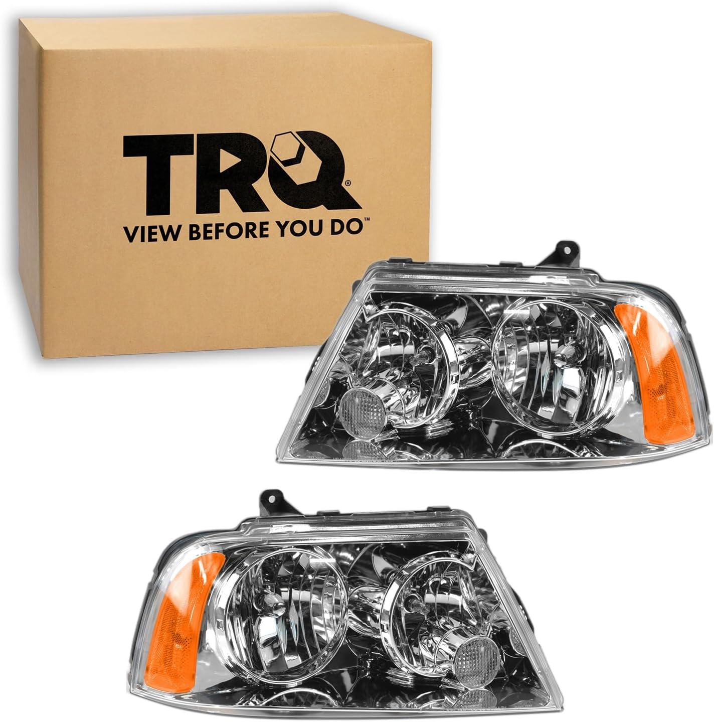 TRQ Headlight Assembly Set for 2003–2006 Lincoln Navigator (Halogen)