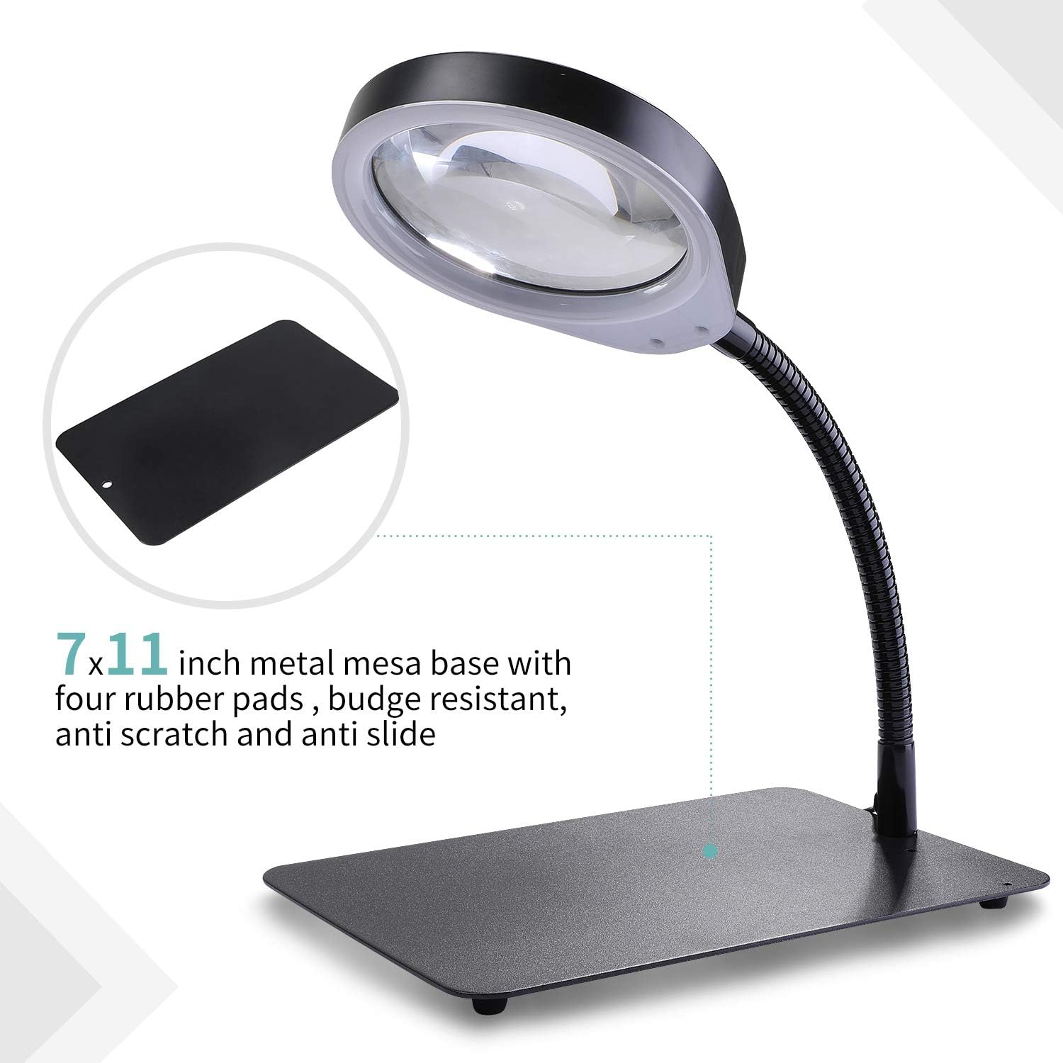 Flash Deals - 40% OFF Holulo Desktop Magnifying Glass with LED,10X 2-in-1 Magnifying Glasses LED Lamp -1344Lumens Lighted Magnifier with Stand Adjustable Metal Hose for Craft, Jewelry,Sewing,Reading (Black)