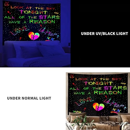 Miniatura 5 de Blacklight Lil Peep - Tapiz de luz negra, pósteres de luz negra para dormitorio, estrella de rapero de compras con bandera UV (40 x 30 pulgadas)