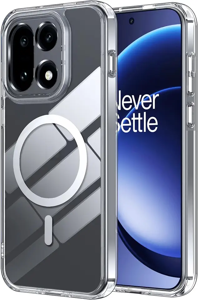 for OnePlus 15 Case, Compatible with Mag-Safe, Military-Grade Protection, Yellowing Resistant, Scratch-Resistant Back, Magnetic Phone Cover for OnePlus 15, Clear
