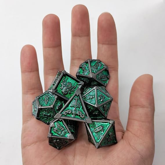 ORUZA DND Metal Dice Set Polyhedral Resin Sharp Edge D&D Dice 7 PCS