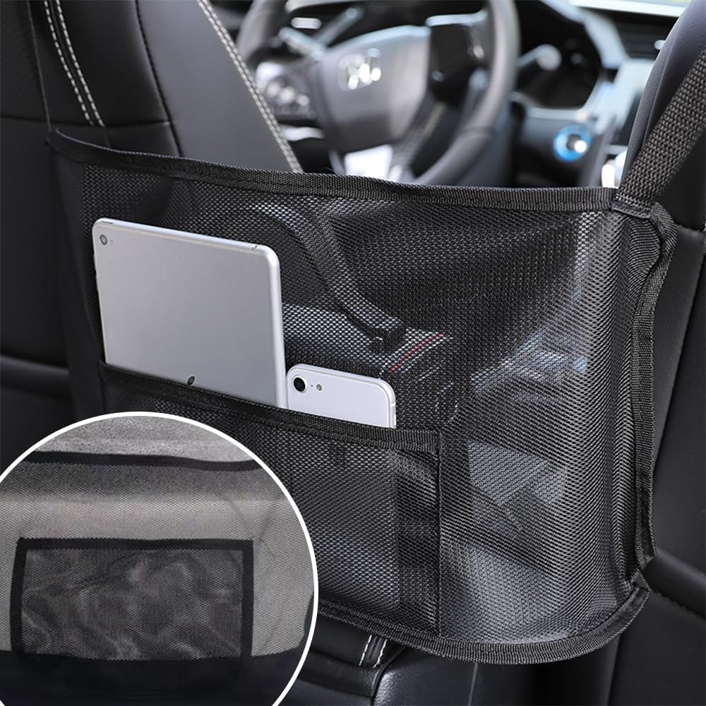 Purse Holder for Car, Car Net Pocket Handbag Holder Between Seats, Car Storage Organizer for Handbag Storage, Car Accessories, Barrier of Backseat Pet (Black) image 4