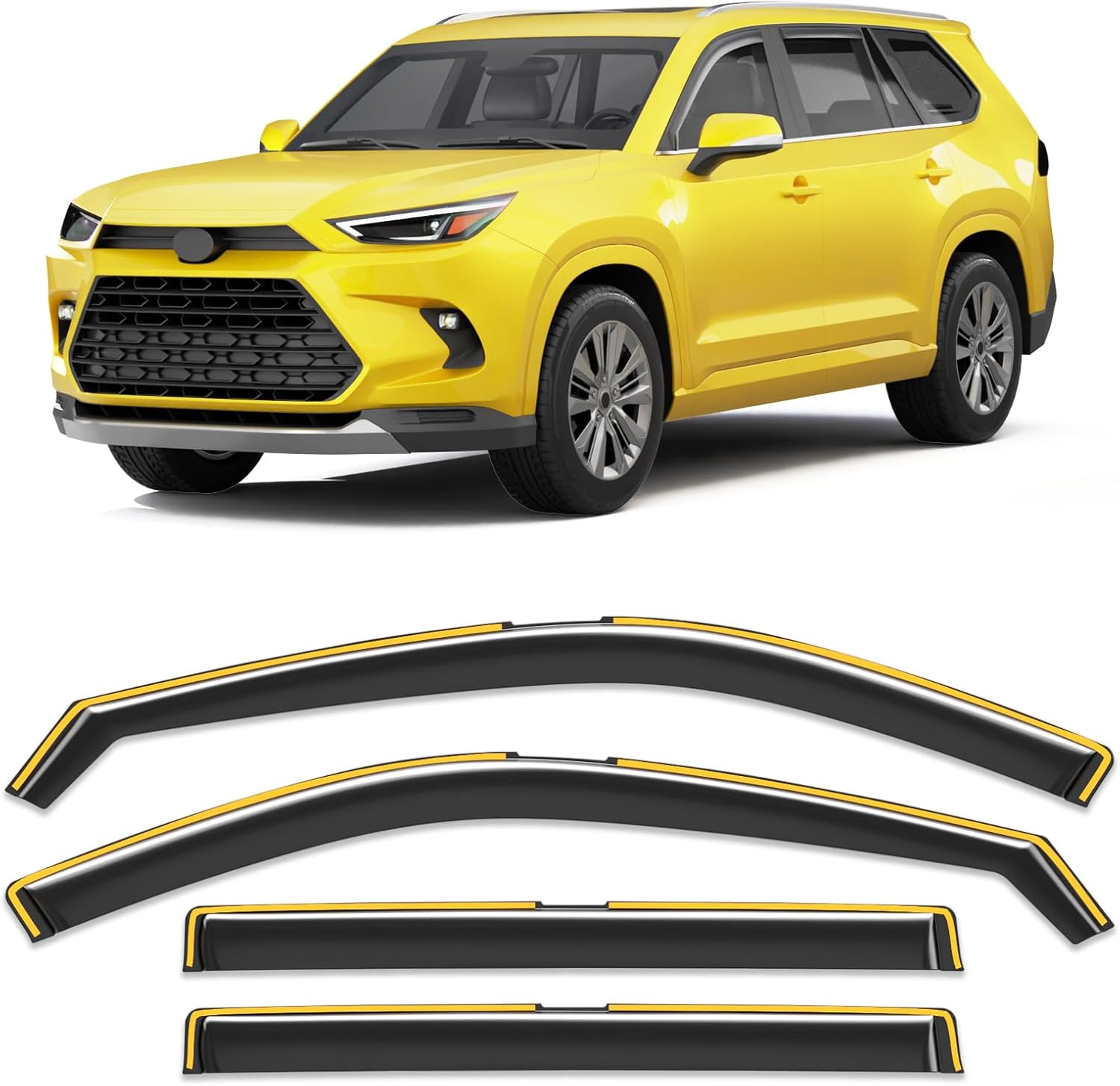 in-Channel Window Rain Guard for Fit for Toyota Grand Highlander 2024 2025 2026 Rain Guards Side Window Visors Low Profile Vent Visor Window Deflectors Vent Shades Car Accessories 2024-2025 2026 Toyota Grand Highlander