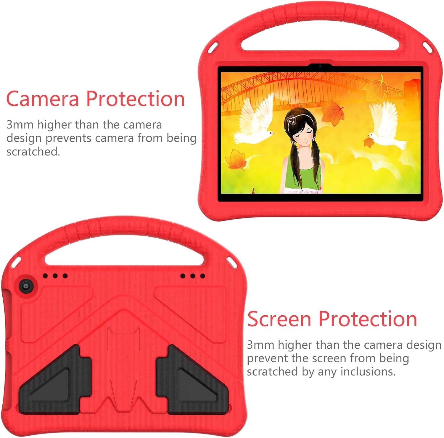 Kids Case Compatible with Kindle Fire HD8/HD 8 Plus 2022 2020 Tablet Case, Lightweight EVA Case Friendly, Drop-Resistant, Bump, Protective Handle and Shoulder Strap (Rosso) image 4