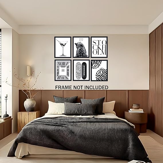 Xheanxu 6 Pieces Leopard Wall Art,Leopard Print Posters With Canvas, Trendy Skateboard Canvas Wall Art, Animal Posters for Girls, Fashion Wall Pictures for Living Room, Bedroom, Home Decor, Gift for