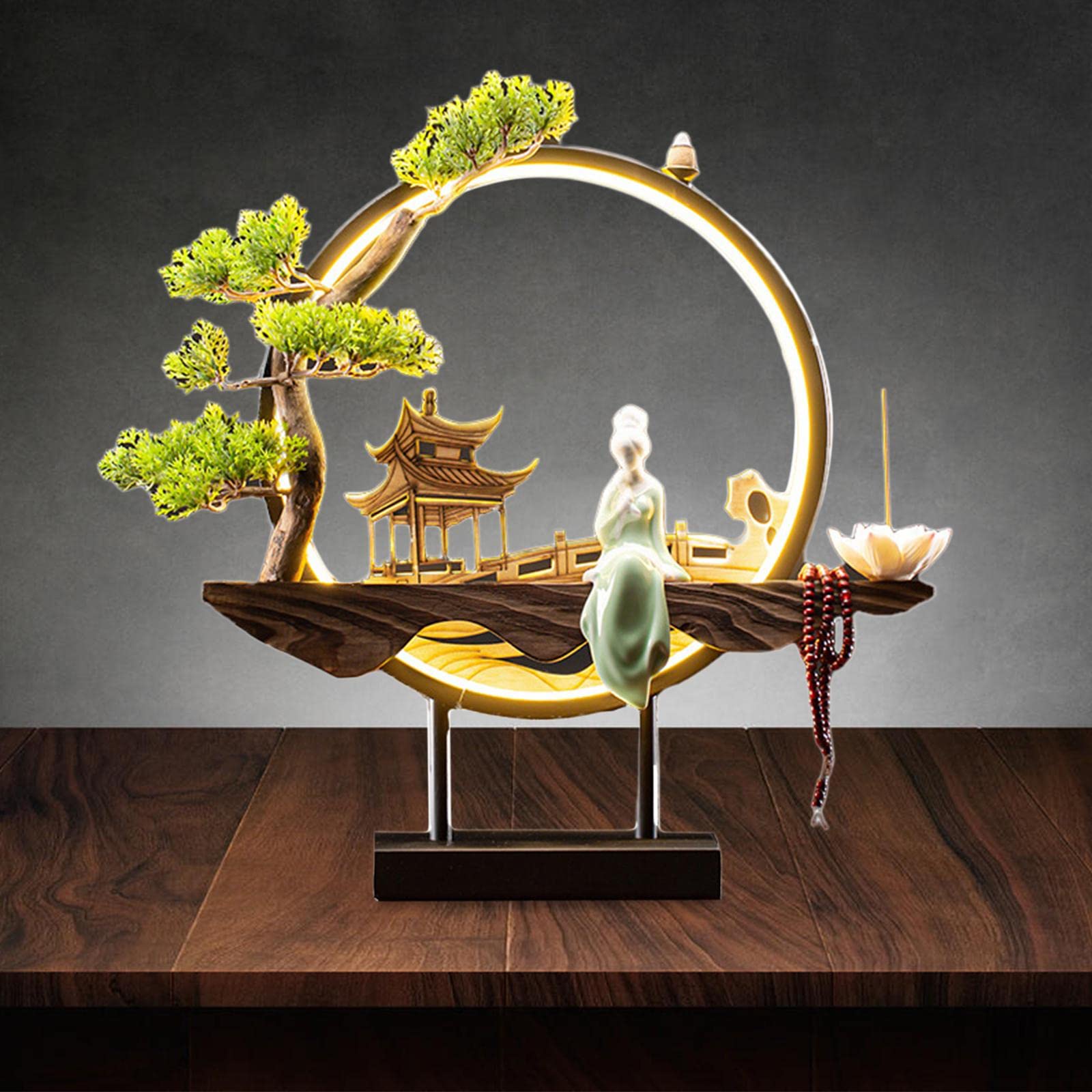 Lampada a LED Riflusso Bruciatore di Decorazione Figurine Luce Notturna Porta Creativo in Stile Cinese per Soggiorno con Portico da, Stile K