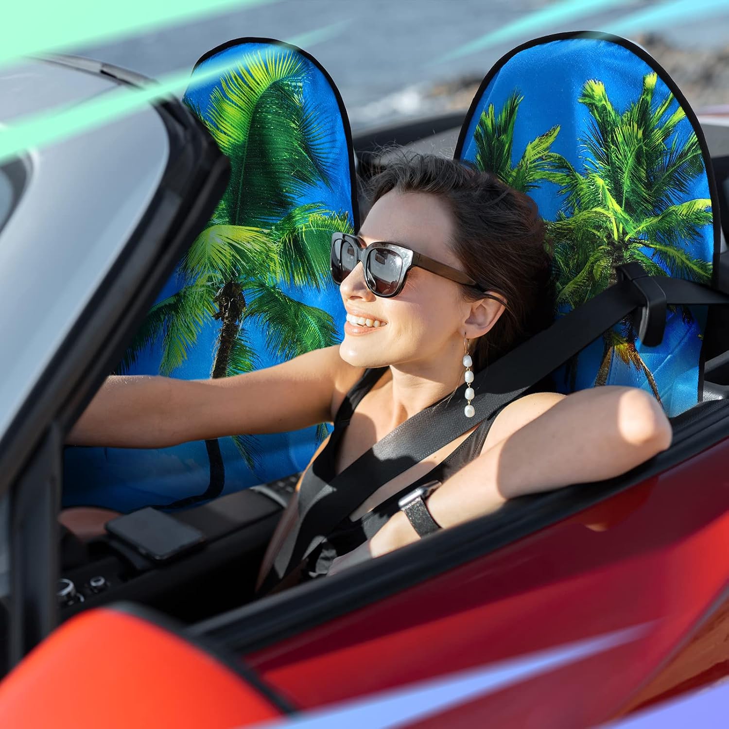 2 Pcs Waterproof Sweat Towel Seat Cover Non Slip Sweat Towel Seat Hawaiian Non Slip Sweat Towel Seat for Car Truck SUV Seat After Swimming Surfing Activities or Dog and Kid Workout Outdoor
